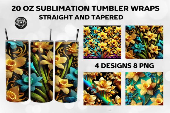 3D Narcissus Flowers Tumbler Wrap 20oz Graphic Crafts By LazyCraftlab