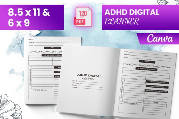 ADHD Digital Planner Canva (KDP) Gráfico Interiores KDP Por Boss Designer