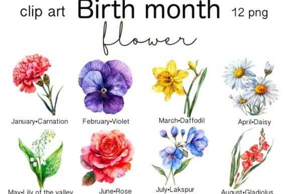 Birth Flower Clipart Graphic Illustrations By Tanya Kart