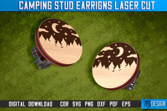 Camping Stud Earrings Laser Cut Design Afbeelding Crafts Door flydesignsvg