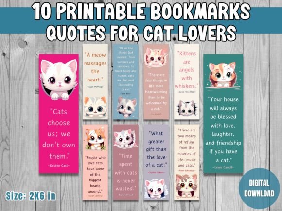 Cat Lover's Bookmark Set Graphic Crafts By Sunshines and Rainbows