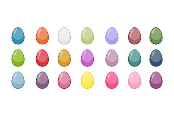 Colorful Flat Decorative Easter Eggs Col Grafik Druckbare Illustrationen Von giorgadzephotography