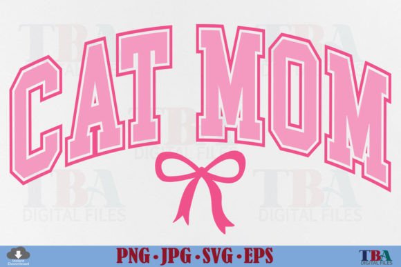 Coquette Cat Mom SVG Pink Bow PNG Design Graphic T-shirt Designs By TBA Digital Files