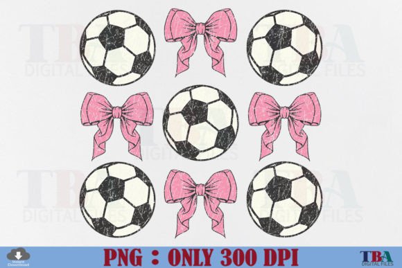 Coquette Soccer PNG Distressed, Pink Bow Graphic T-shirt Designs By TBA Digital Files