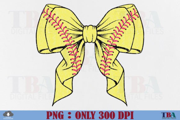 Coquette Softball Distressed, Pink Bow Graphic T-shirt Designs By TBA Digital Files