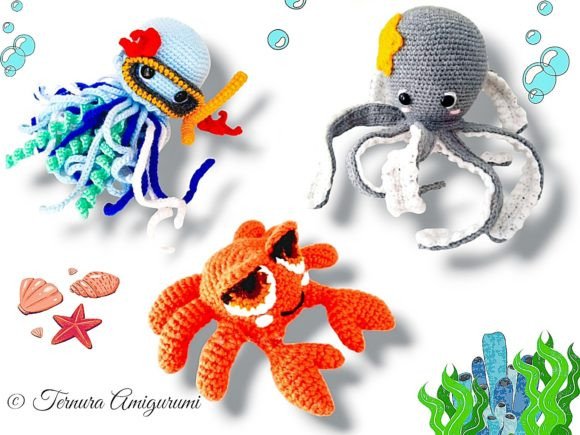 E-Book of Sea Animals Graphic Crochet Patterns By ternuraamigurumi