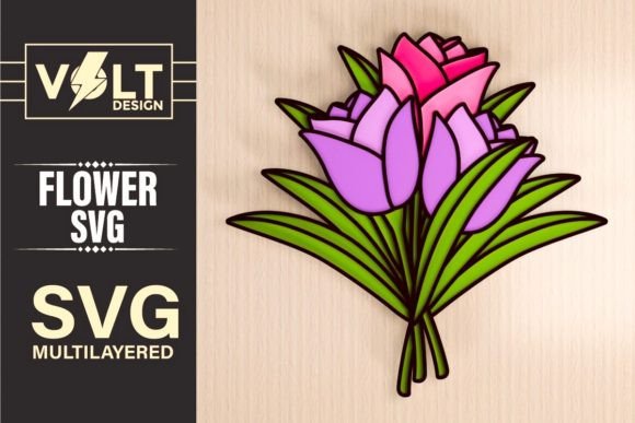 Flower 3d SVG Paper Laser Cutting Graphic 3D SVG By VOLT_DESIGN