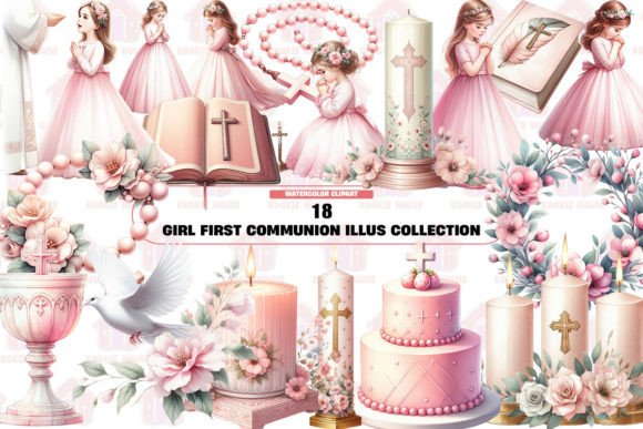 Girl First Communion Illus Collection Graphic Illustrations By Kookie House