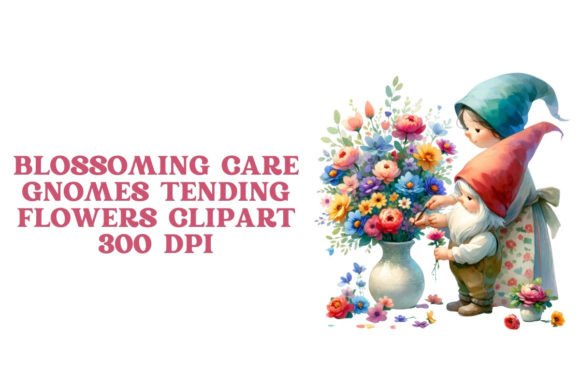Gnomes Tending Flowers Clipart Graphic Illustrations By applelemon1234