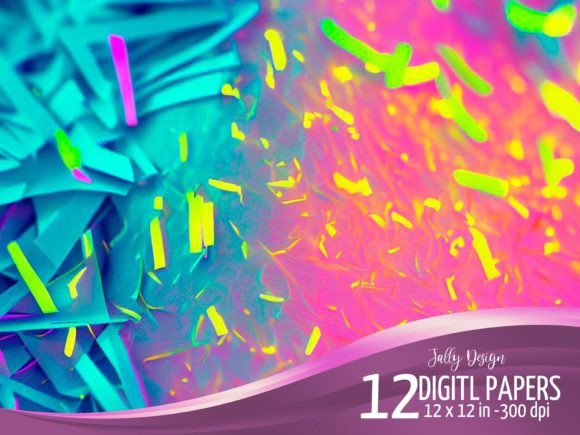 Neon Shredded Paper Background & Glitter Gráfico Gráficos IA Por jallydesign