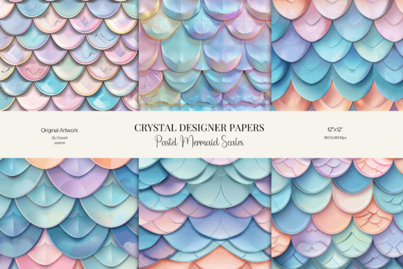 Pastel Mermaid Scales Seamless Pattern Illustration Motifs AI Par Crystal Jeanne