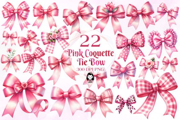 Pink Coquette Tie Bow Clipart Bundle Graphic Illustrations By Cat Lady
