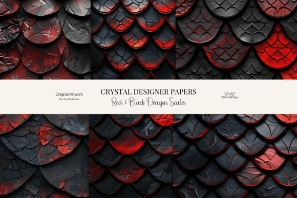 Red Black Dragon Scales Seamless Pattern Illustration Motifs AI Par Crystal Jeanne