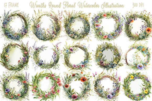 Round Floral Clipart Illustration Bundle Graphic 3D Flowers By Five Star Crafting