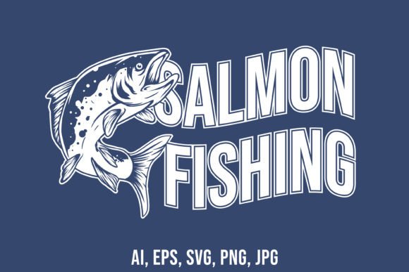 Salmon Fishing Logo Design Template Illustration Modèles Graphiques Par raulyufitraf