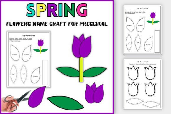 Spring Flower Name Craft& Color Activity Graphic K By TheStudyKits