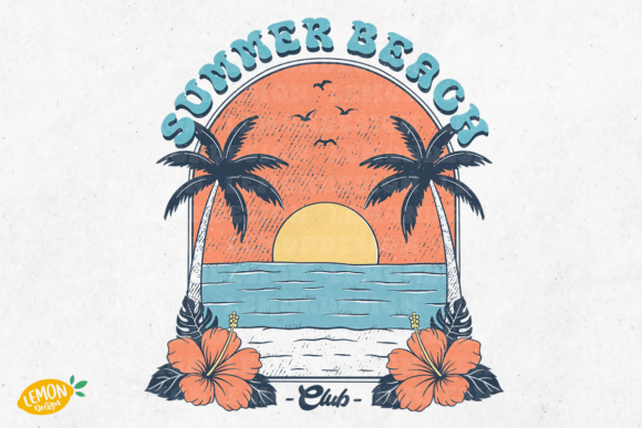 Vintage Beach Club PNG Sublimation Graphic Crafts By Lemon.design
