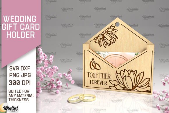 Wedding Gift Card Holder Laser Cut Grafika 3D SVG Przez Digital Idea