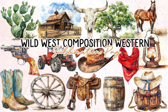 Wild West Watercolor Composition Western Graphic Illustrations By Little Lady Design