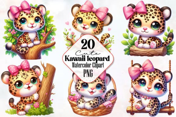 Leopards Clipart, Kawaii Clipart, Safari Graphic Illustrations By RobertsArt