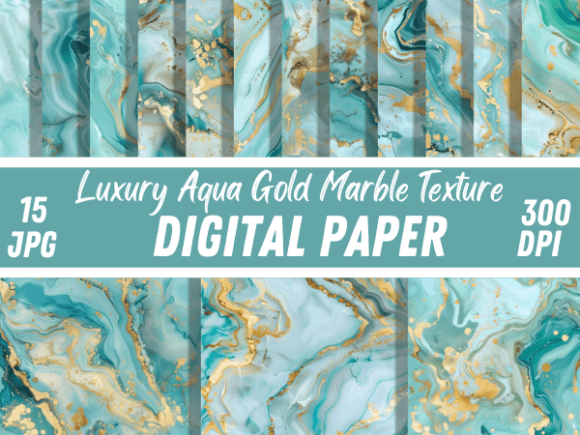 Aqua Gold Marble Texture Backgrounds Graphic Backgrounds By Creative River