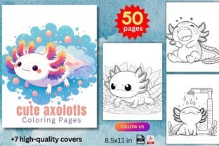 Cute Axolotls Coloring Pages Graphic Coloring Pages & Books Kids By Coffee mix 4