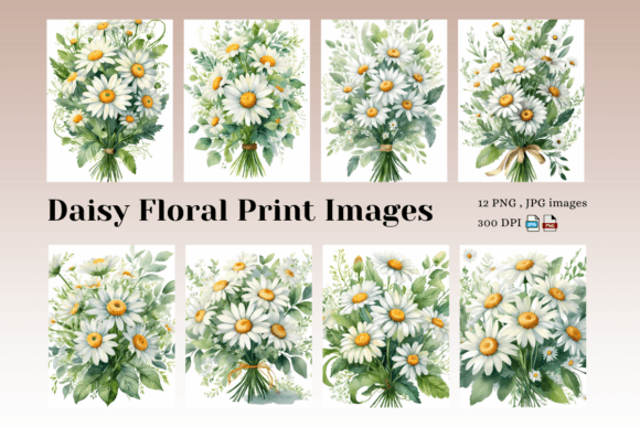 Daisy Floral Bouquet Illustration Illustrations Imprimables Par Dream Floral Studio
