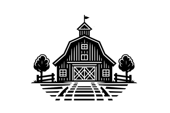 Digital Farm DXF File, Country Farm Art Graphic Illustrations By Artful Assetsy