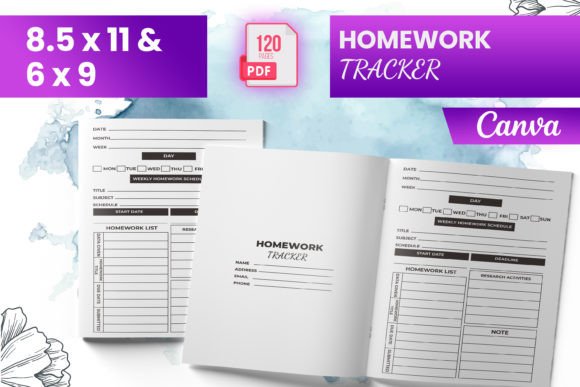 Homework Tracker Canva (KDP) Graphic KDP Interiors By Boss Designer