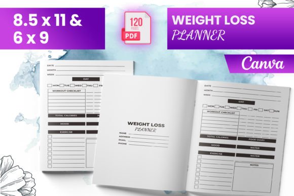 (KDP) Weight Loss Planner Canva Graphic KDP Interiors By Boss Designer
