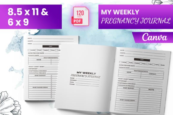 My Weekly Pregnancy Journal Canva (KDP) Grafik KDP-Interieurs Von Boss Designer