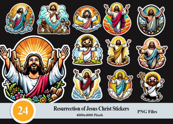 Resurrection of Jesus Christ Stickers Graphic AI Transparent PNGs By Felicitube