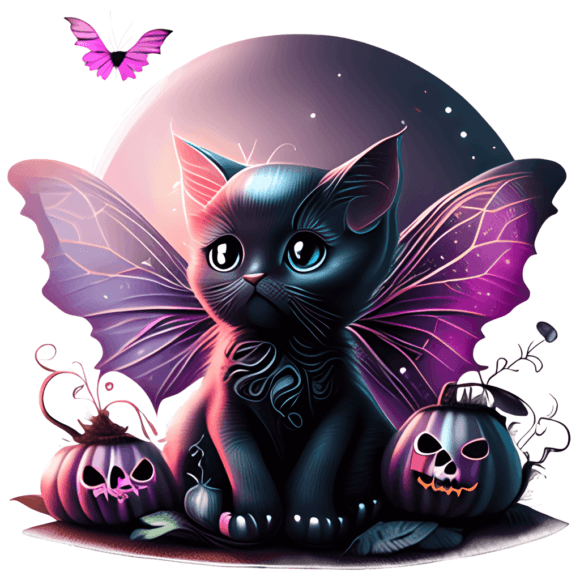 Spooky Gothic Halloween Fairy Kitten digitale afbeelding Community Content Door Dreamshop