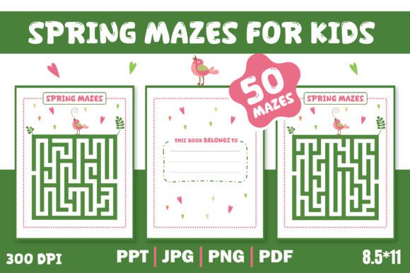 Spring Mazes for Kids Grafica KDP Interni Di Endro