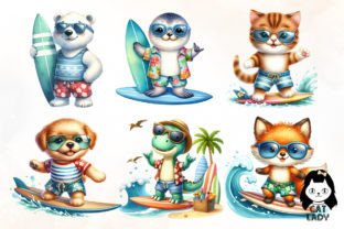 Summer Animal Surfing Clipart Bundle Graphic Illustrations By Cat Lady 4