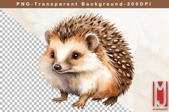 Watercolor Hedgehog Clipart Graphic Illustrations By JM Printablesby