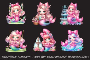 Cute Mermaid Clipart, Pink Mermaids Png Grafica Illustrazioni Stampabili Di RobertsArt 4