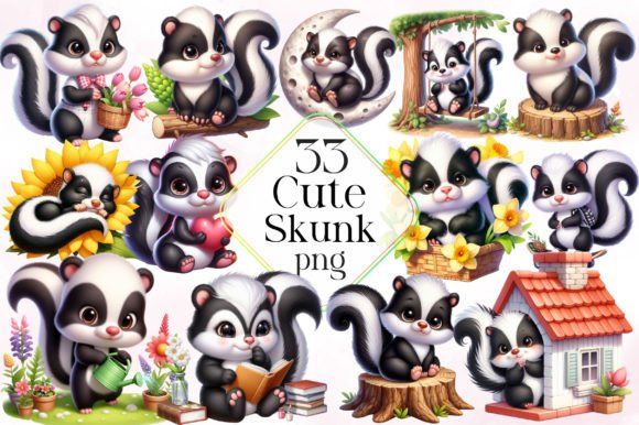 Cute Skunk Sublimation Clipart Grafik Druckbare Illustrationen Von LiustoreCraft