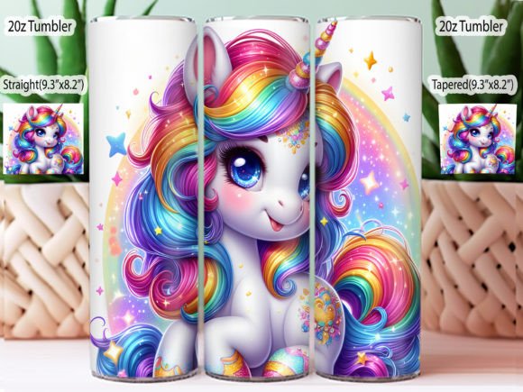 Cute Unicorn Glitter Tumbler Wrap PNG Graphic Crafts By IRSHOP