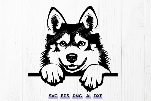 Peeking Siberian Husky Dog Svg, Pet Dxf Graphic Crafts By juiceboxy