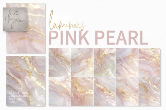 Pink and Gold Pearl Paintings Graphic AI Illustrations By rileybgraphics