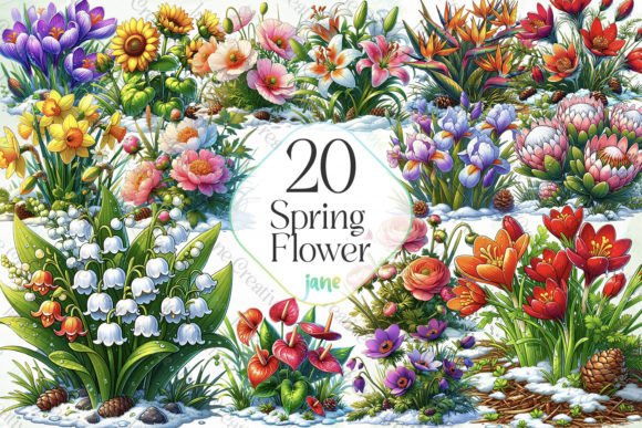 Spring Flower Sublimation Clipart Graphic Illustrations By JaneCreative