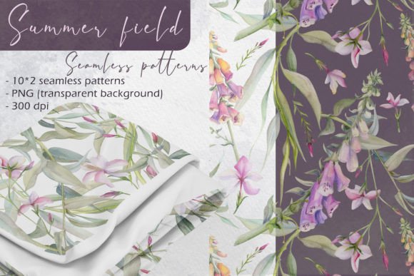 Summer Field: Seamless Patterns Graphic Illustrations By msflaffy