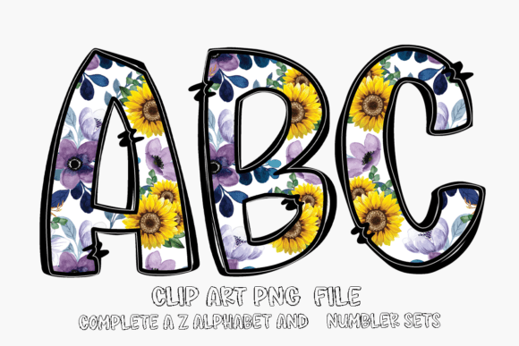 Sunflower Alphabet Sublimation PNG Illustration Artisanat Par Abell Design
