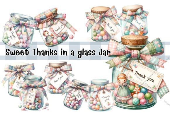 Sweet Thanks in a Glass Jar Illustrated Graphic Illustrations By Atcharasiri