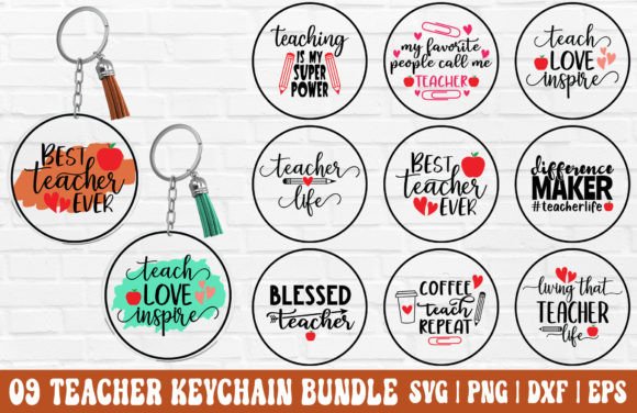 Teacher Keychain SVG/PNG Bundle Graphic Crafts By GraphicsTreasures