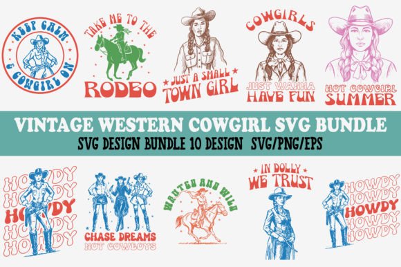 Vintage Western Cowgirl SVG Bundle Graphic Crafts By Ya_Design Store