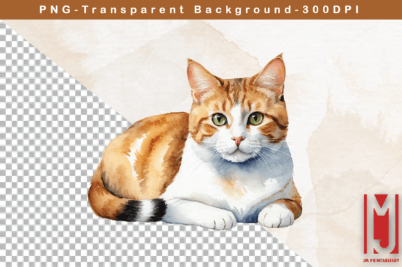 Watercolor Cat Clipart Graphic Illustrations By JM Printablesby