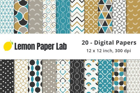Blue and Black Geometric Backgrounds Graphic Patterns By Lemon Paper Lab
