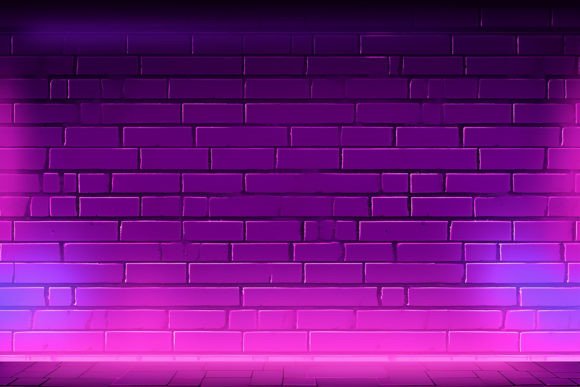 Brick Wall with Pink Neon Light Graphic AI Illustrations By dreamclub270